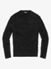 Kabelgebreide trui met logoborduring - Polo Black / Zwart