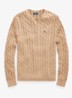 Kabelgebreide trui met logoborduring - Camel Melange-2X88