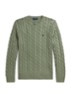 Kabelgebreide trui met logoborduring - Fern Green Heather-267S