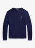 Kabelgebreide trui met logoborduring - Bright Navy-2X86