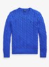 Kabelgebreide trui met logoborduring - New Iris Blue-37X7
