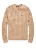 Kabelgebreide trui met logoborduring - Camel Melange-2X88
