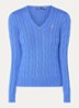 Kimberly kabelgebreide pullover met logo - Blauw