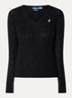 Kimberly kabelgebreide pullover met logoborduring - Zwart