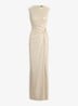 Maxi jurk met metallic finish en gespdetail - Champagne / Beige