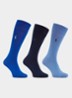 Mercerized sokken met logoborduring in 3-pack - Donkerblauw