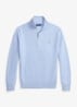 Mesh-gebreide katoenen trui met rits - Blue Hyacith Heather / Blauw