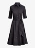 Midi blousejurk in katoenblend met strikceintuur - Polo black / zwart