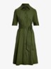 Midi blousejurk in katoenblend met strikceintuur - Olive grove / groen