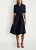 Midi blousejurk in katoenblend met strikceintuur - Donkerblauw