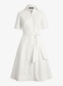 Midi blousejurk in katoenblend met strikceintuur - White / wit