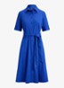 Midi blousejurk in katoenblend met strikceintuur - Cruise royal / blauw