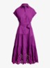Midi blousejurk met strikceintuur - Paars