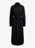Midi blousejurk van linnen met strikceintuur - Black / Zwart