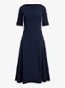 Midi jurk met boothals - Lauren Navy / Blauw