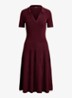 Midi jurk met ribstructuur - Dark Garnet / Bordeauxrood