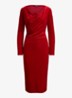 Midi jurk van fluweel met watervalhals - Lauren Red Velvet / Rood