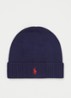 Muts van wol met logoborduring - Donkerblauw