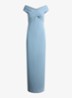 Off-shoulder maxi jurk met split - Blue Note / Blauw
