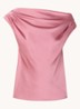 One shoulder top van satijn met plooidetail - Rose Blush / Roze