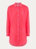 Oversized blouse in linnenblend met logoborduring - Koraalrood