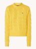 Oversized kabelgebreide pullover in kasjmierblend  - Geel