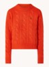 Oversized kabelgebreide pullover in kasjmierblend  - Orange
