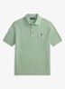 Regular fit kabelgebreide polo met logoborduring - Light Green / Lichtgroen
