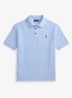 Regular fit kabelgebreide polo met logoborduring - Office Blue / Blauw