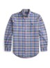 Regular fit overhemd met ruitdessin en logoborduring - Donkerblauw