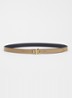 Reversible riem van leer met logo - Donkerblauw