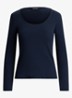 Ribgebreid longsleeve met ronde hals - Donkerblauw