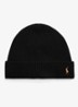 Ribgebreide muts in wolblend - Polo Black / Zwart