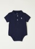 Romper met polokraag en logoborduring - Donkerblauw