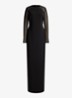 Semi-transparante maxi jurk met split - Zwart