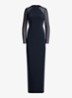 Semi-transparante maxi jurk met split - Lauren Navy / Blauw