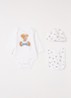 Set van romper met muts en slab in giftbox 3-delig - Wit