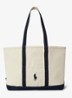 Shopper van canvas met logoborduring - Cream/Navy / Donkerblauw