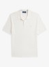 Slim fit fijngebreide polo in linnenblend - Deckwash White / Wit