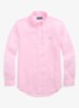 Slim fit overhemd van linnen met logoborduring - Carmel Pink / Roze