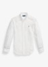 Slim fit overhemd van linnen met logoborduring - White / Wit