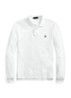 Slim fit polo van piqué katoen met lange mouw - White / Wit
