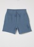 Straight fit korte jogginbroek met logoborduring - Staalblauw