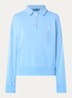 Sweater met halve rits en logoborduring - Blauw