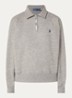 Sweater met halve rits en logoborduring - Middengrijs
