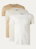 T-shirt met logoborduring in 3-pack - Creme