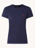T-shirt met logoborduring - Donkerblauw