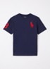 T-shirt met logoborduring - Donkerblauw