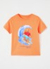 T-shirt met logoborduring - Orange