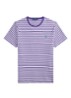 T-shirt met streepprint en logoborduring - Cabana Purple/White-ZYWS